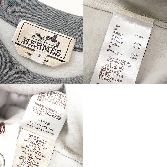 HERMES sweat Decoration: 80% nylon, 20% polyurethane [Outer fabric] 100% cotton [Rib] 90% cotton, 10% polyurethane gray mens S Used Authentic