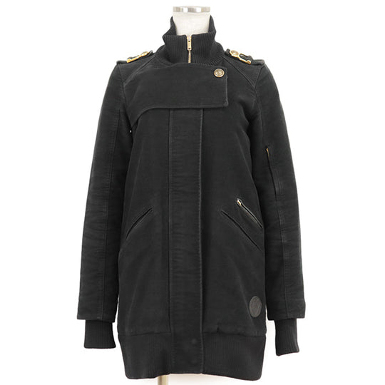 GUCCI coat 100% cotton [Lining] 100% polyester [Filling] 100% polyester [Leather] 100% cowhide black Women 36 Used Authentic