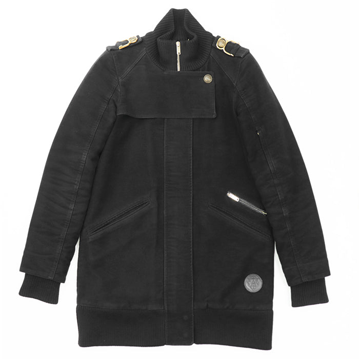 GUCCI coat 100% cotton [Lining] 100% polyester [Filling] 100% polyester [Leather] 100% cowhide black Women 36 Used Authentic