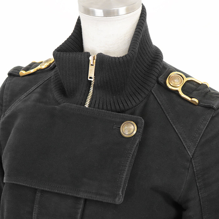 GUCCI coat 100% cotton [Lining] 100% polyester [Filling] 100% polyester [Leather] 100% cowhide black Women 36 Used Authentic