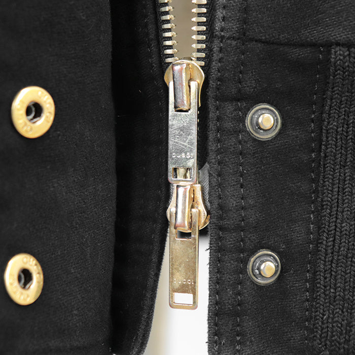 GUCCI coat 100% cotton [Lining] 100% polyester [Filling] 100% polyester [Leather] 100% cowhide black Women 36 Used Authentic