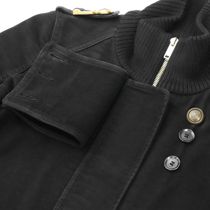 GUCCI coat 100% cotton [Lining] 100% polyester [Filling] 100% polyester [Leather] 100% cowhide black Women 36 Used Authentic