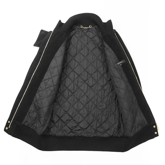 GUCCI coat 100% cotton [Lining] 100% polyester [Filling] 100% polyester [Leather] 100% cowhide black Women 36 Used Authentic