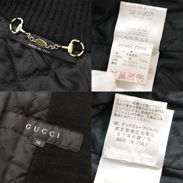 GUCCI coat 100% cotton [Lining] 100% polyester [Filling] 100% polyester [Leather] 100% cowhide black Women 36 Used Authentic