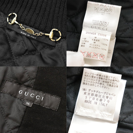 GUCCI coat 100% cotton [Lining] 100% polyester [Filling] 100% polyester [Leather] 100% cowhide black Women 36 Used Authentic