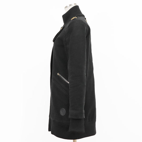 GUCCI coat 100% cotton [Lining] 100% polyester [Filling] 100% polyester [Leather] 100% cowhide black Women 36 Used Authentic