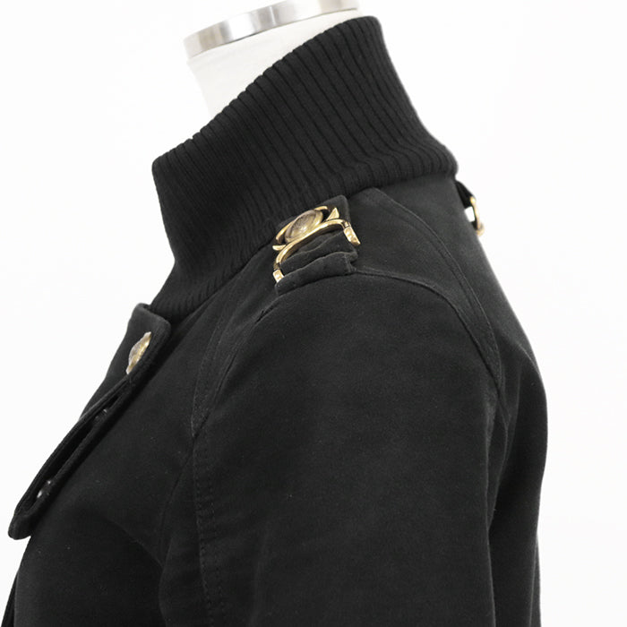 GUCCI coat 100% cotton [Lining] 100% polyester [Filling] 100% polyester [Leather] 100% cowhide black Women 36 Used Authentic