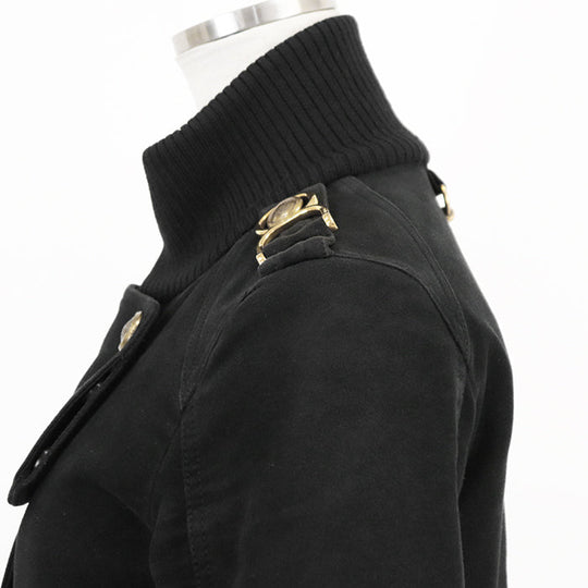 GUCCI coat 100% cotton [Lining] 100% polyester [Filling] 100% polyester [Leather] 100% cowhide black Women 36 Used Authentic