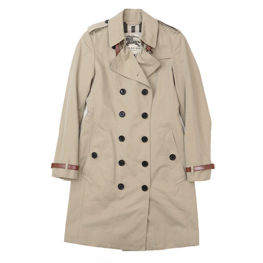 BURBERRY trench coat [Outer material] 100% cotton [Lining] 100% cotton [Sleeve lining] 100% viscose [Leather part] 100% cowhide beige Women Used Authentic