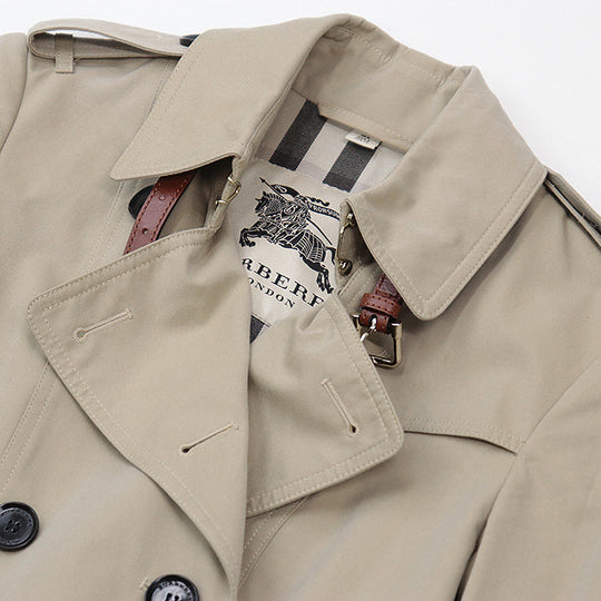 BURBERRY trench coat [Outer material] 100% cotton [Lining] 100% cotton [Sleeve lining] 100% viscose [Leather part] 100% cowhide beige Women Used Authentic