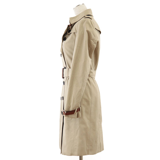BURBERRY trench coat [Outer material] 100% cotton [Lining] 100% cotton [Sleeve lining] 100% viscose [Leather part] 100% cowhide beige Women Used Authentic