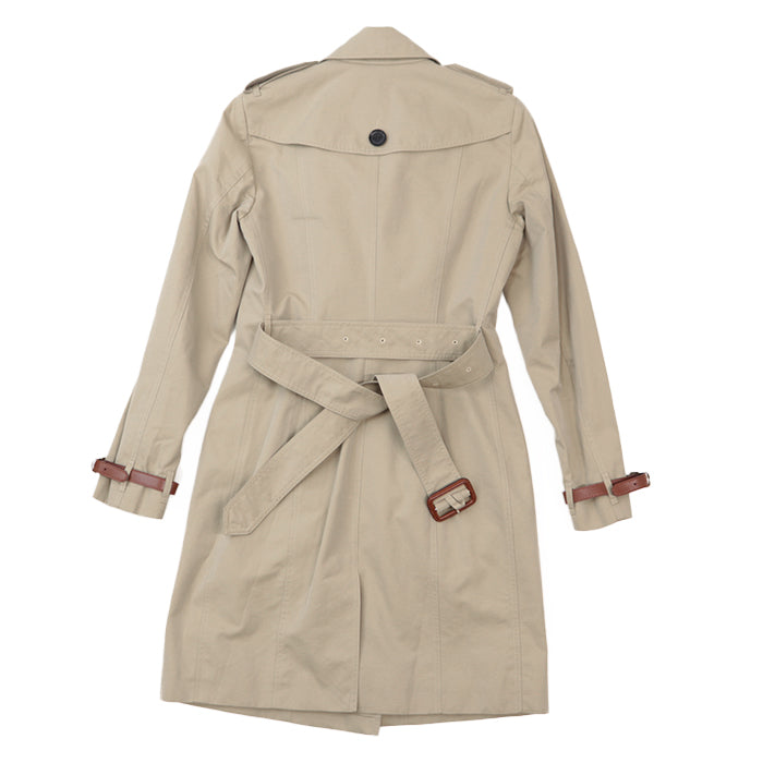 BURBERRY trench coat [Outer material] 100% cotton [Lining] 100% cotton [Sleeve lining] 100% viscose [Leather part] 100% cowhide beige Women Used Authentic