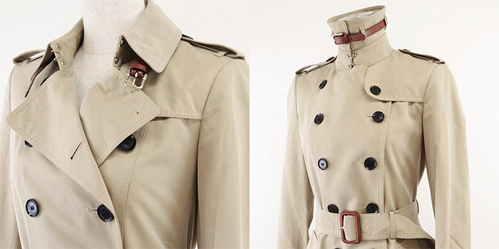 BURBERRY trench coat [Outer material] 100% cotton [Lining] 100% cotton [Sleeve lining] 100% viscose [Leather part] 100% cowhide beige Women Used Authentic