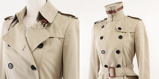 BURBERRY trench coat [Outer material] 100% cotton [Lining] 100% cotton [Sleeve lining] 100% viscose [Leather part] 100% cowhide beige Women Used Authentic