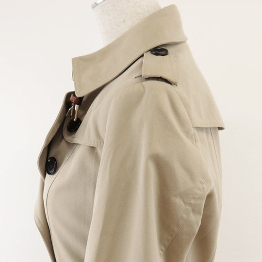 BURBERRY trench coat [Outer material] 100% cotton [Lining] 100% cotton [Sleeve lining] 100% viscose [Leather part] 100% cowhide beige Women Used Authentic