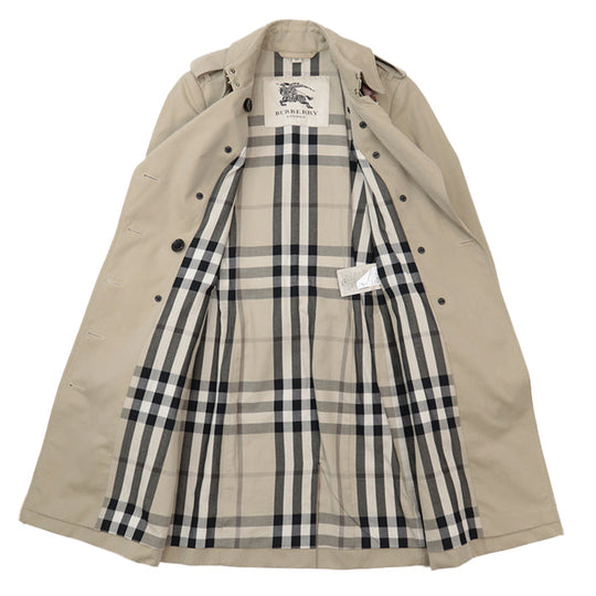 BURBERRY trench coat [Outer material] 100% cotton [Lining] 100% cotton [Sleeve lining] 100% viscose [Leather part] 100% cowhide beige Women Used Authentic