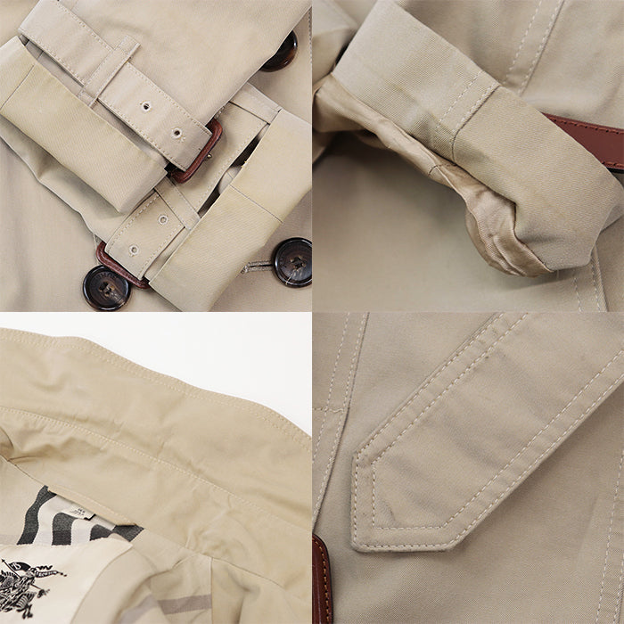 BURBERRY trench coat [Outer material] 100% cotton [Lining] 100% cotton [Sleeve lining] 100% viscose [Leather part] 100% cowhide beige Women Used Authentic