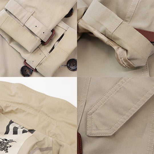 BURBERRY trench coat [Outer material] 100% cotton [Lining] 100% cotton [Sleeve lining] 100% viscose [Leather part] 100% cowhide beige Women Used Authentic