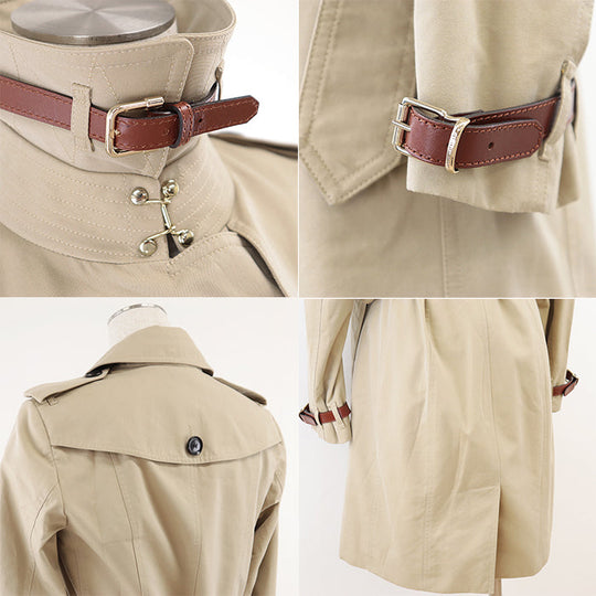 BURBERRY trench coat [Outer material] 100% cotton [Lining] 100% cotton [Sleeve lining] 100% viscose [Leather part] 100% cowhide beige Women Used Authentic