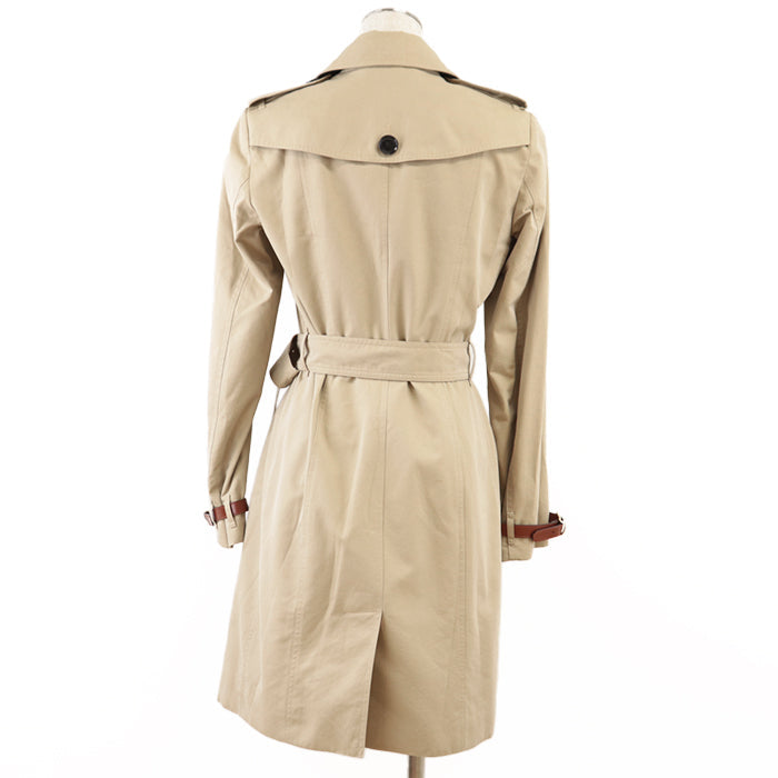 BURBERRY trench coat [Outer material] 100% cotton [Lining] 100% cotton [Sleeve lining] 100% viscose [Leather part] 100% cowhide beige Women Used Authentic