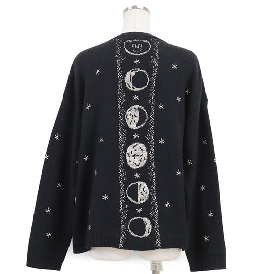 Christian Dior knit 100% cashmere, other fabric: 35% rayon, 24% polyester metal thread, 17% cupra, 13% nylon, 11% polyester Black, Blue 7H24576ZM008 Women 42 Used Authentic