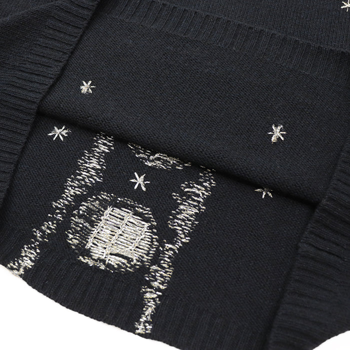Christian Dior knit 100% cashmere, other fabric: 35% rayon, 24% polyester metal thread, 17% cupra, 13% nylon, 11% polyester Black, Blue 7H24576ZM008 Women 42 Used Authentic