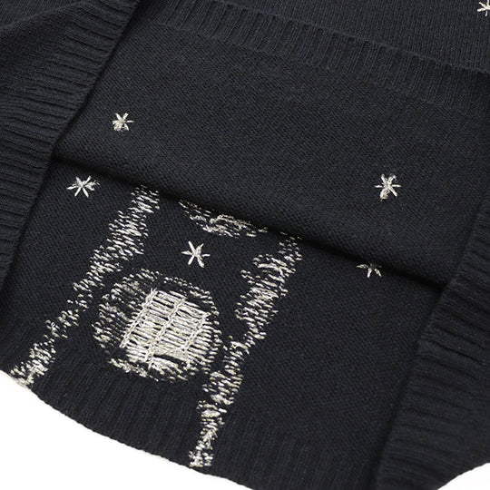 Christian Dior knit 100% cashmere, other fabric: 35% rayon, 24% polyester metal thread, 17% cupra, 13% nylon, 11% polyester Black, Blue 7H24576ZM008 Women 42 Used Authentic