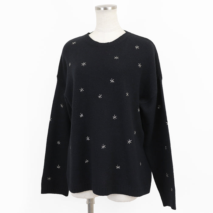 Christian Dior knit 100% cashmere, other fabric: 35% rayon, 24% polyester metal thread, 17% cupra, 13% nylon, 11% polyester Black, Blue 7H24576ZM008 Women 42 Used Authentic