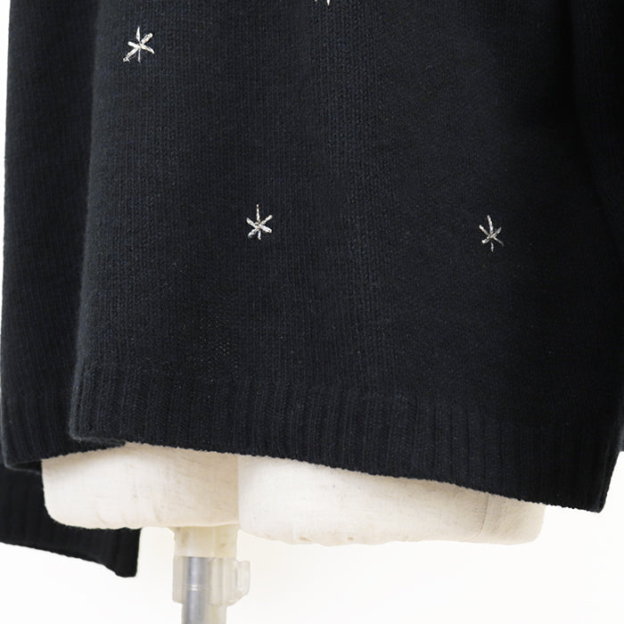 Christian Dior knit 100% cashmere, other fabric: 35% rayon, 24% polyester metal thread, 17% cupra, 13% nylon, 11% polyester Black, Blue 7H24576ZM008 Women 42 Used Authentic
