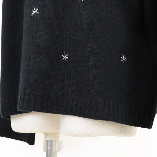 Christian Dior knit 100% cashmere, other fabric: 35% rayon, 24% polyester metal thread, 17% cupra, 13% nylon, 11% polyester Black, Blue 7H24576ZM008 Women 42 Used Authentic