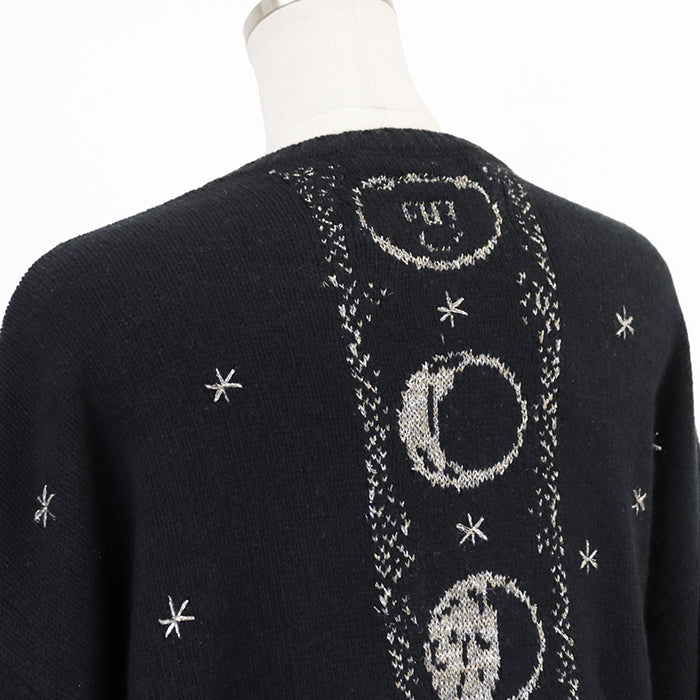 Christian Dior knit 100% cashmere, other fabric: 35% rayon, 24% polyester metal thread, 17% cupra, 13% nylon, 11% polyester Black, Blue 7H24576ZM008 Women 42 Used Authentic