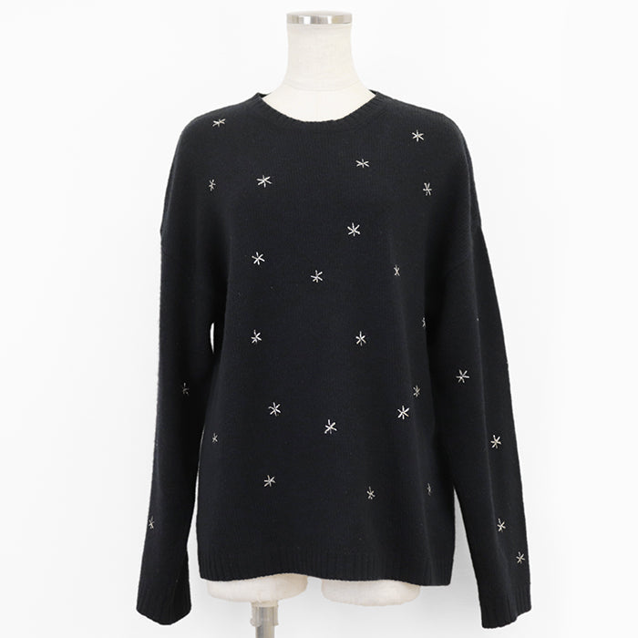 Christian Dior knit 100% cashmere, other fabric: 35% rayon, 24% polyester metal thread, 17% cupra, 13% nylon, 11% polyester Black, Blue 7H24576ZM008 Women 42 Used Authentic