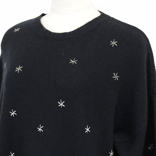 Christian Dior knit 100% cashmere, other fabric: 35% rayon, 24% polyester metal thread, 17% cupra, 13% nylon, 11% polyester Black, Blue 7H24576ZM008 Women 42 Used Authentic