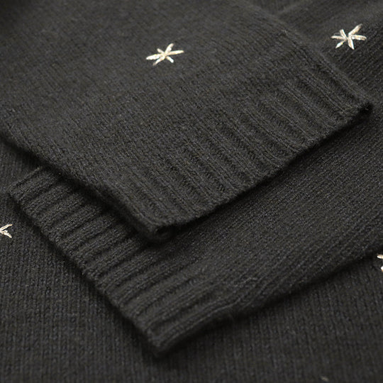 Christian Dior knit 100% cashmere, other fabric: 35% rayon, 24% polyester metal thread, 17% cupra, 13% nylon, 11% polyester Black, Blue 7H24576ZM008 Women 42 Used Authentic