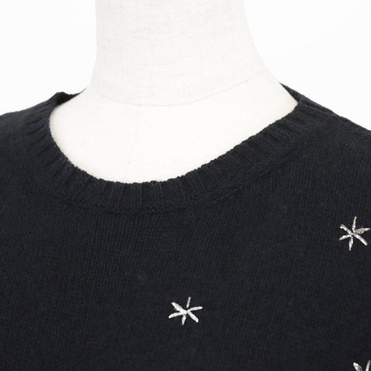 Christian Dior knit 100% cashmere, other fabric: 35% rayon, 24% polyester metal thread, 17% cupra, 13% nylon, 11% polyester Black, Blue 7H24576ZM008 Women 42 Used Authentic