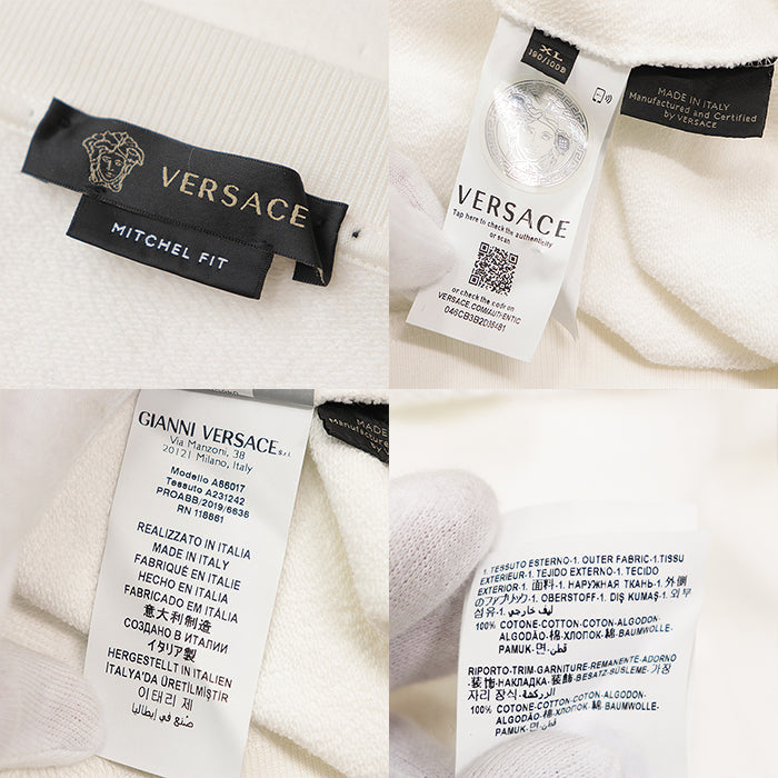 VERSACE sweat [Outer material] 100% cotton white mens XL Used Authentic