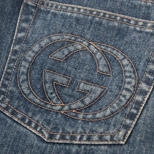 GUCCI Pants cotton 100% Indigo Women 40 Used Authentic