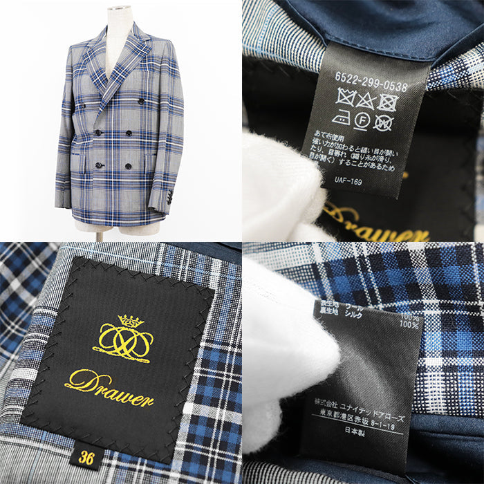 Drawer Other outerwear [Outer material] 100% wool [Lining] 100% silk Gray, Blue 6522-299-0538 Women 36 Used Authentic