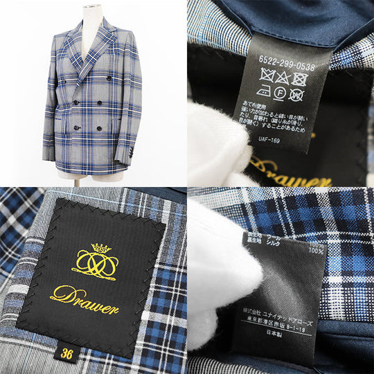 Drawer Other outerwear [Outer material] 100% wool [Lining] 100% silk Gray, Blue 6522-299-0538 Women 36 Used Authentic