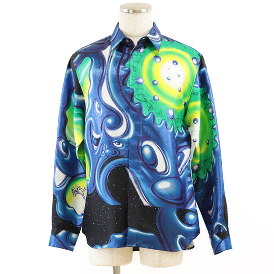 DIOR HOMME Long sleeve shirt [Outer material] 79% silk, 21% polyester Blue green 013C502A5195 mens Used Authentic