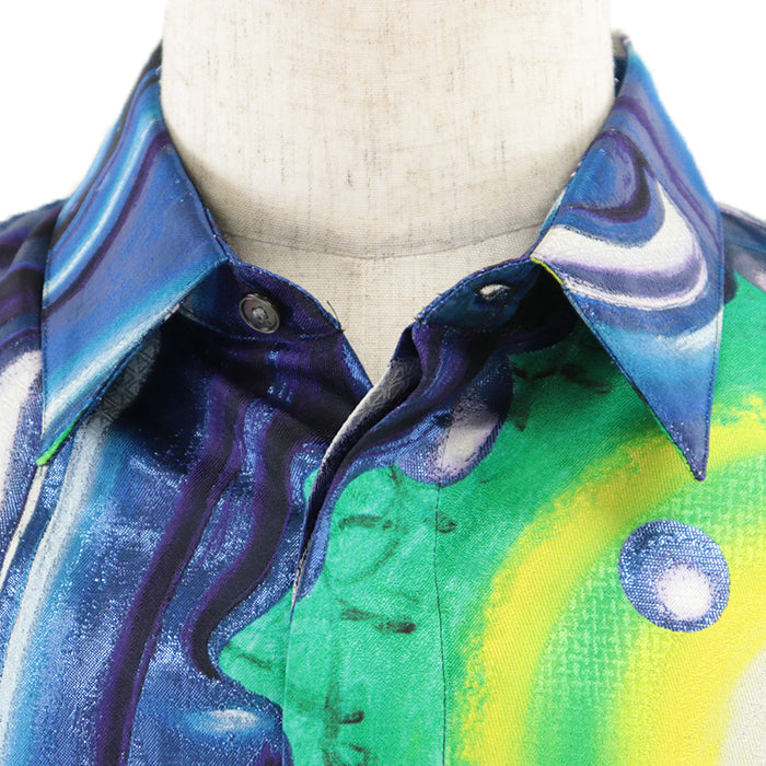 DIOR HOMME Long sleeve shirt [Outer material] 79% silk, 21% polyester Blue green 013C502A5195 mens Used Authentic