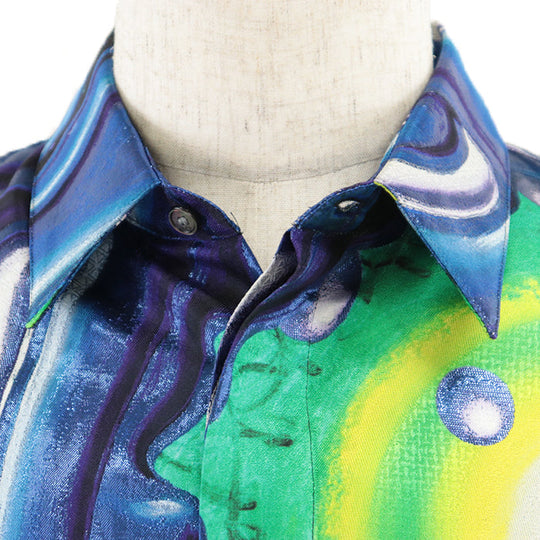 DIOR HOMME Long sleeve shirt [Outer material] 79% silk, 21% polyester Blue green 013C502A5195 mens Used Authentic