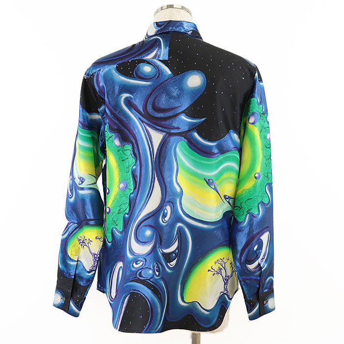 DIOR HOMME Long sleeve shirt [Outer material] 79% silk, 21% polyester Blue green 013C502A5195 mens Used Authentic