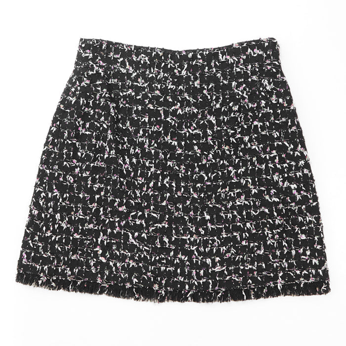 CHANEL skirt Outer material: 3% polyester [Outer material] 33% wool, 22% cotton [Lining] 100% silk Black, Multicolor P29310 Women 42 Used Authentic