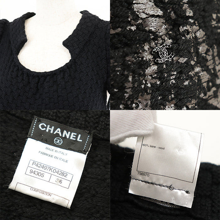 CHANEL one piece 100% wool black Women 36 Used Authentic