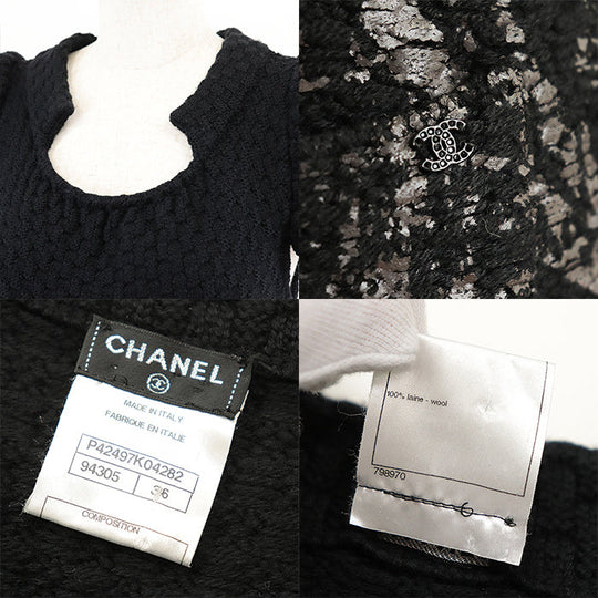 CHANEL one piece 100% wool black Women 36 Used Authentic