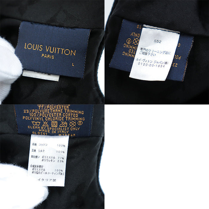 LOUIS VUITTON cap Synthetic leather part: 100% polyester (polyvinyl chloride coating) [Outer material] 100% cotton [Lining] 100% silk [Other fabric] 77% polyester, 23% polyurethane black M76948 unisex(Unisex) L Used Authentic