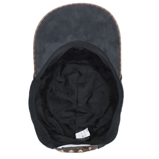 LOUIS VUITTON cap Synthetic leather part: 100% polyester (polyvinyl chloride coating) [Outer material] 100% cotton [Lining] 100% silk [Other fabric] 77% polyester, 23% polyurethane black M76948 unisex(Unisex) L Used Authentic
