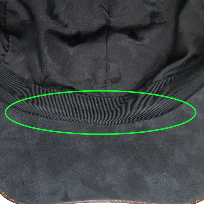 LOUIS VUITTON cap Synthetic leather part: 100% polyester (polyvinyl chloride coating) [Outer material] 100% cotton [Lining] 100% silk [Other fabric] 77% polyester, 23% polyurethane black M76948 unisex(Unisex) L Used Authentic