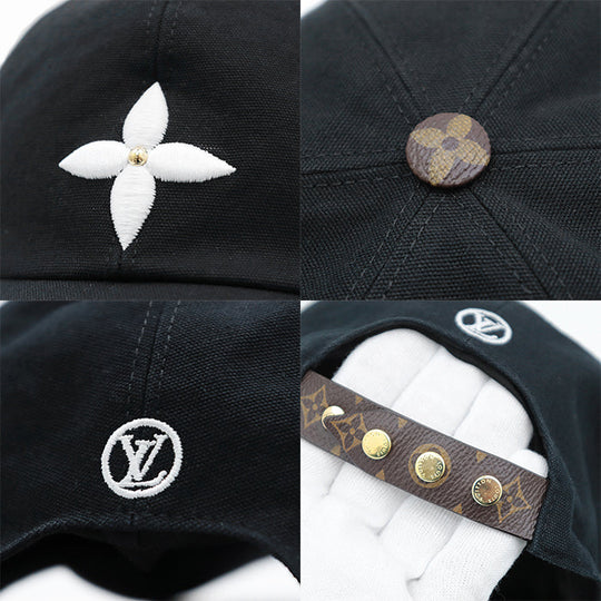 LOUIS VUITTON cap Synthetic leather part: 100% polyester (polyvinyl chloride coating) [Outer material] 100% cotton [Lining] 100% silk [Other fabric] 77% polyester, 23% polyurethane black M76948 unisex(Unisex) L Used Authentic